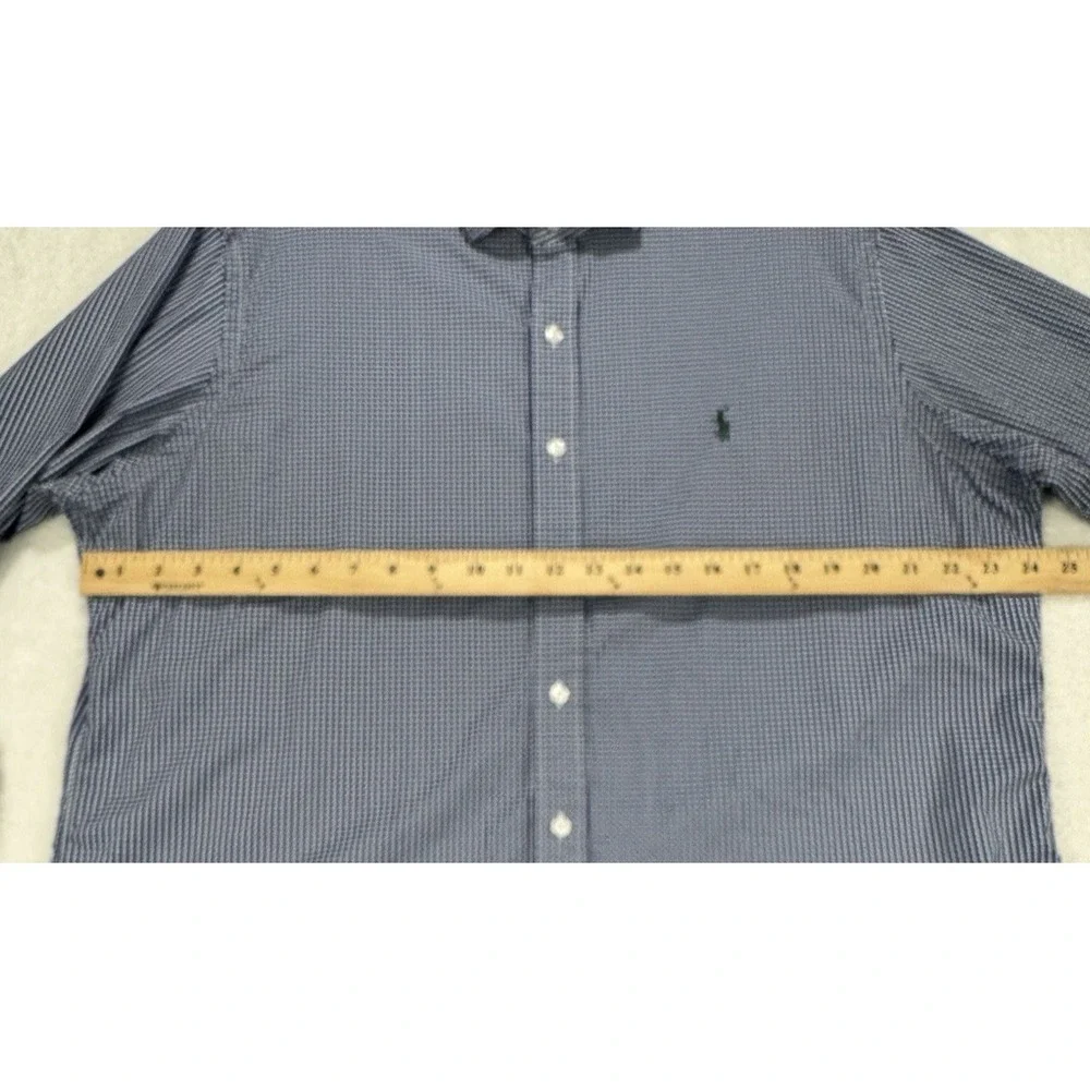 Polo Ralph Lauren Performance‎ Shirt Men XL Blue Gingham Nylon Button Front